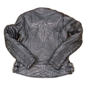 Milwaukee Leather Black Jacket Zip-Out Liner Beaded Design Women's Size XS